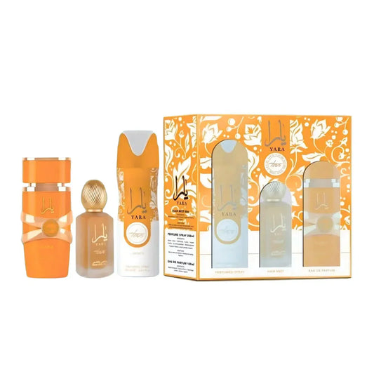 LATTAFA YARA TOUS 3 PCS GIFT SET WITH 100ML EDP + 200ML DEO + 50ML HAIRMIST